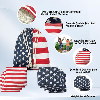 Cornhole Bags Sets Regulation: American Flag Corn Hole Bean Beanbags Game