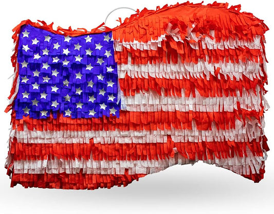 Patriotic American Flag Design Pinata for Memorial Day 4Th of July Independence Day Party Supplies USA Outdoor Fourth of July Festivity Themed Decorations