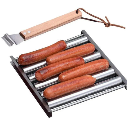 Barbecue Sausage Grilling Rack Roller BBQ Picnic Camping BBQ Hot Dog Grill Pan Home Kitchen Barbecue Grilling Accessories