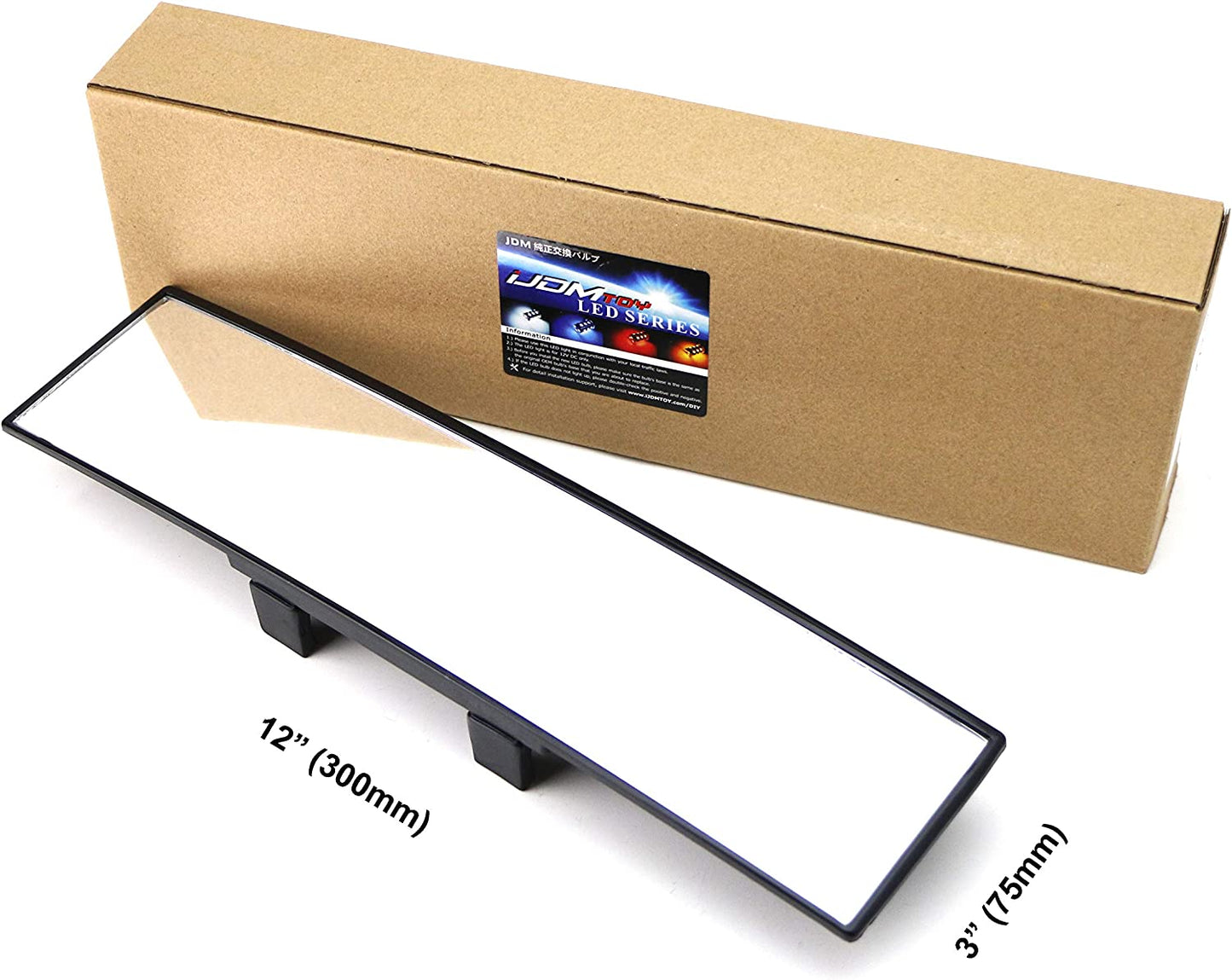 Universal Fit JDM 300Mm 12-Inch Wide Curve Clip on Rearview Mirror Compatible with Car SUV Van Truck, Etc