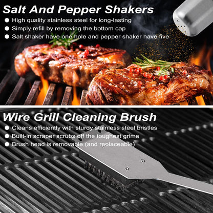 29 PCS BBQ Grill Accessories Stainless Steel BBQ Tools Grilling Tools Set with Storage Bag for Fathers Day Dads Birthday Presents - Camping Grill Utensils Set Ideal Grilling Gifts for Men Women