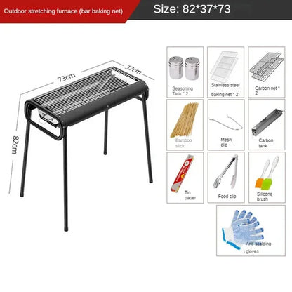 Home Camping Portable Folding Installation Easy Charcoal Barbecue Thickened Stainless Steel Barbecue Grill Portable Grill