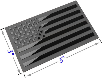 Metal American Flag Emblem Decal，Black American Flag Decal,For Car, Truck or Suv,5"X3"(Matte Black 1 Pair)