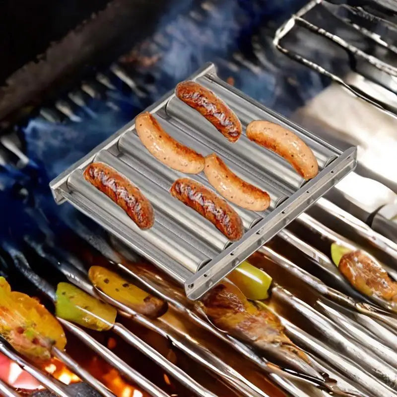 Barbecue Sausage Grilling Rack Roller BBQ Picnic Camping BBQ Hot Dog Grill Pan Home Kitchen Barbecue Grilling Accessories