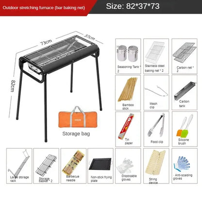 Home Camping Portable Folding Installation Easy Charcoal Barbecue Thickened Stainless Steel Barbecue Grill Portable Grill